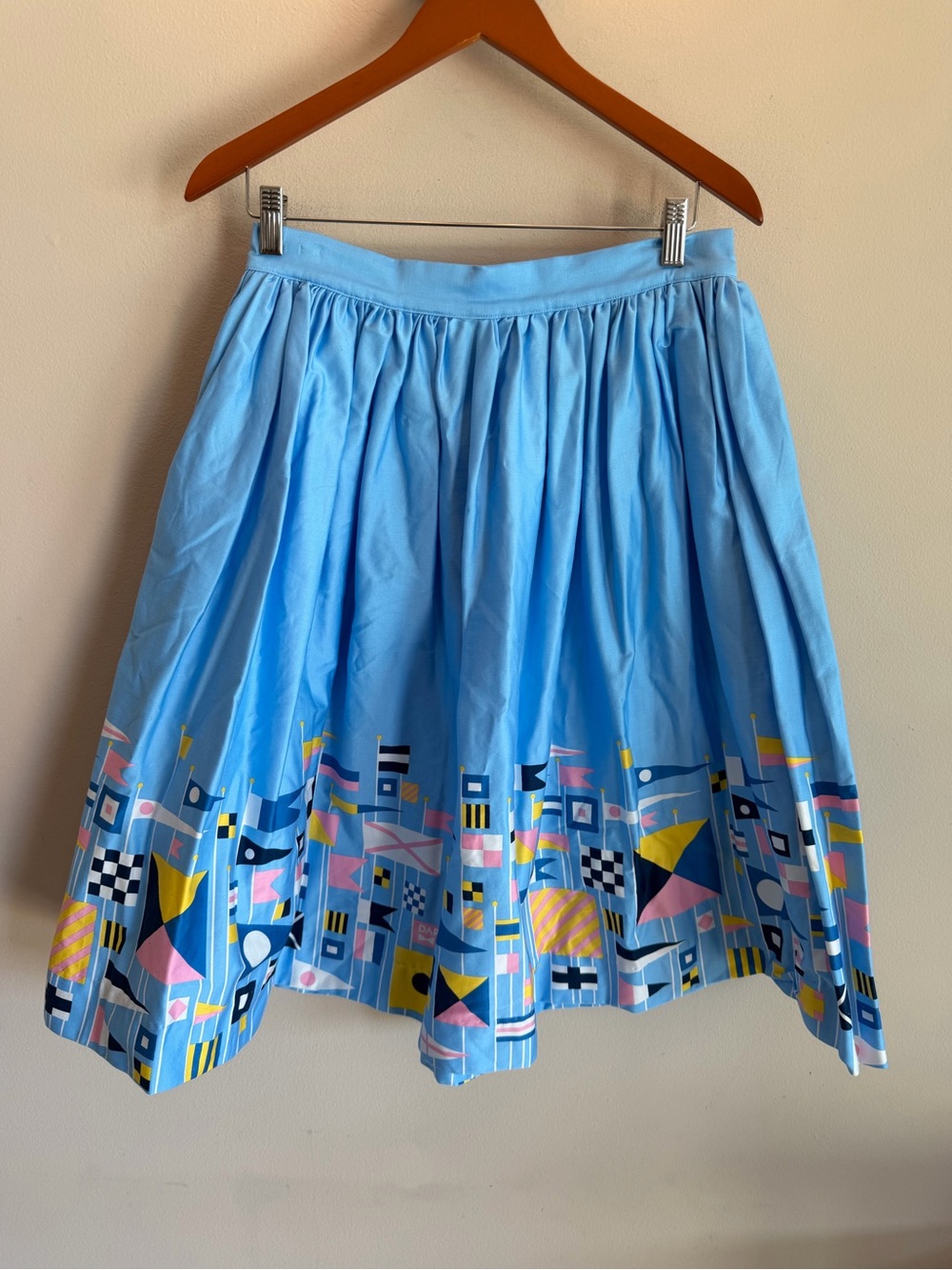 Dapper Day Couture For Every Body Blue Nautical Signal Flag Swing Skirt Large